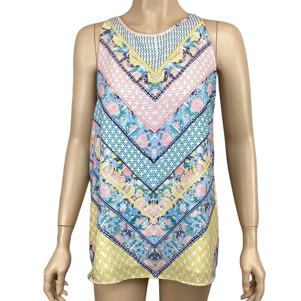 Antibes Blanc Sleeveless Spring Tank Size Small‎ Colorful Pattern